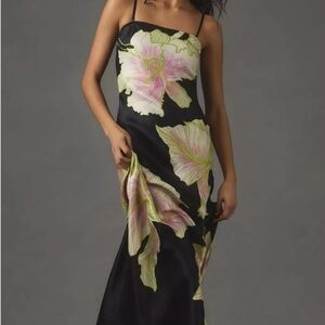 Anthropologie Chic Black Floral Wedding Guest Dress